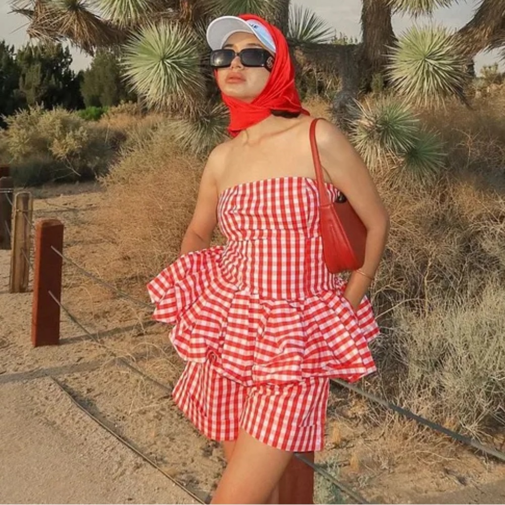 Gingham Peplum Top